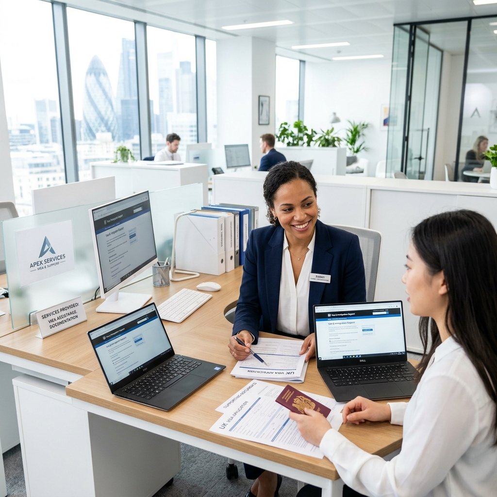 White Hands Group administrative assistants handling documentation and visa stamping verification